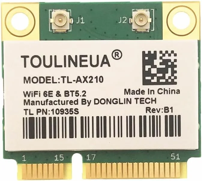 کارت شبکه وای فای 6E AX210HMW Mini PCI-E بلوتوث 5.2 برای کارت شبکه اینتل AX210
