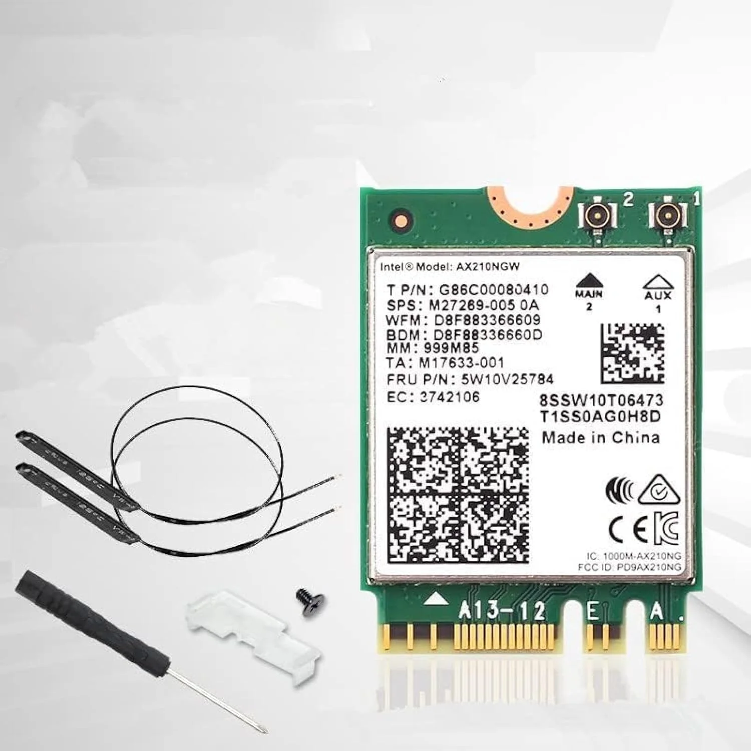 کارت وای فای بی سیم Wi-Fi 6E AX210NGW BT5.2 M.2 2230 سه بانده، گسترش وای فای به 6 گیگاهرتز 160 مگاهرتز 802.11ax ac MU-MIMO AX210 AX5400Mbps کارت شبکه وای فای 6E، بهتر از AX200NGW برای لپ تاپ های PC فقط برای ویندوز 10 و 11