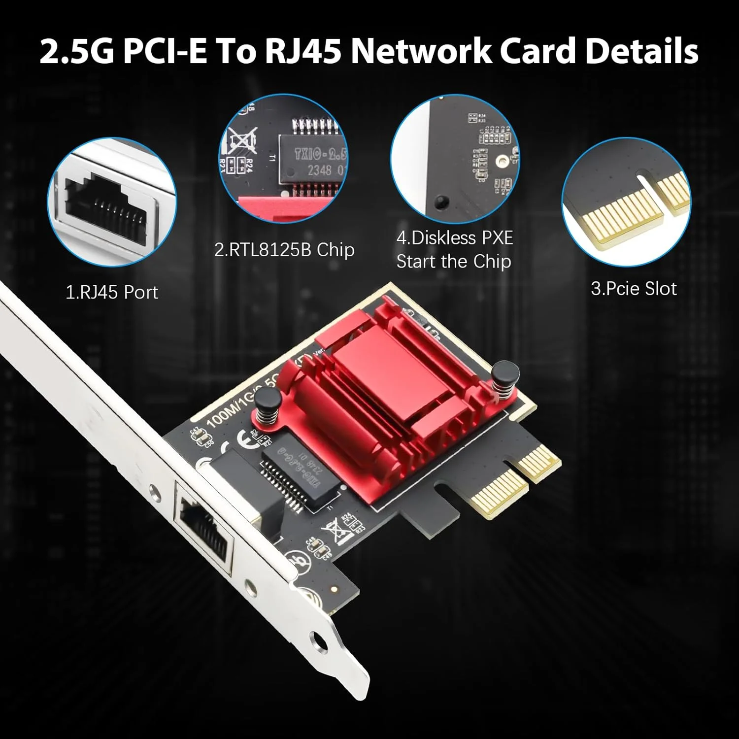 کارت شبکه 2.5 گیگابیت بر ثانیه PCIe مدل AYWHP، آداپتور کارت شبکه اترنت گیگابیتی تک پورت 2.5 گیگابیت بر ثانیه PCIe با تراشه RTL8125B برای بازی و استریم پرسرعت، سازگار با کامپیوتر و ویندوز