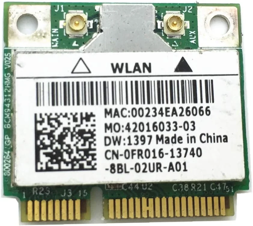 کارت شبکه وایرلس مینی PCI-e مدل BCM94312HMG برای آداپتور شبکه DW1397 WLAN WIFI 802.11a/b/g با سرعت 54Mbps