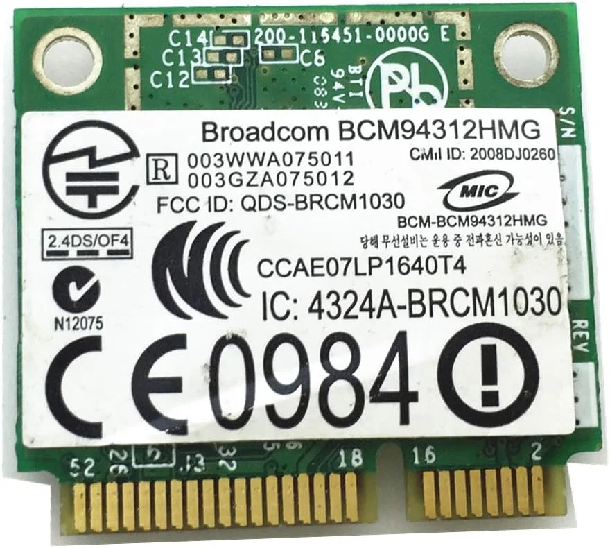 کارت شبکه وایرلس مینی PCI-e مدل BCM94312HMG برای آداپتور شبکه DW1397 WLAN WIFI 802.11a/b/g با سرعت 54Mbps