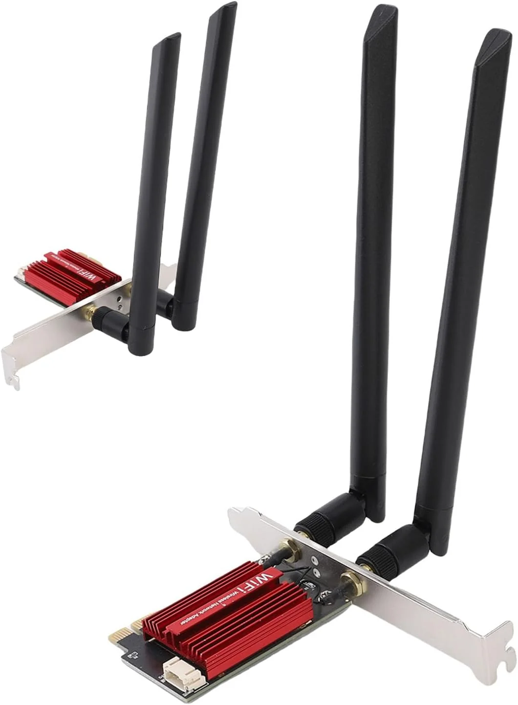 کارت شبکه PCIe WiFi جدید banapoy، کارت شبکه 4200Mbps WiFi 6E PCIe با سه باند 2.4GHz 5GHz 6GHz و BT 5.2، آداپتور بی سیم با تاخیر کم برای کامپیوتر رومیزی