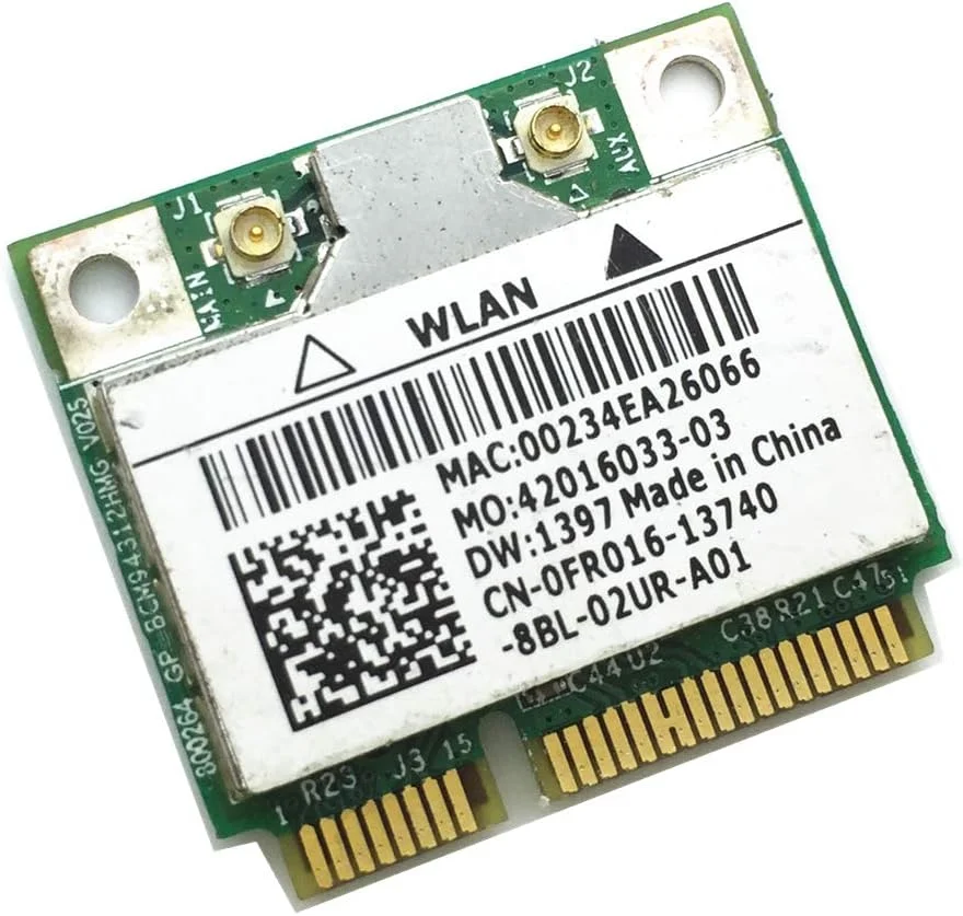 کارت شبکه وایرلس مینی PCI-e مدل BCM94312HMG برای آداپتور شبکه DW1397 WLAN WIFI 802.11a/b/g با سرعت 54Mbps