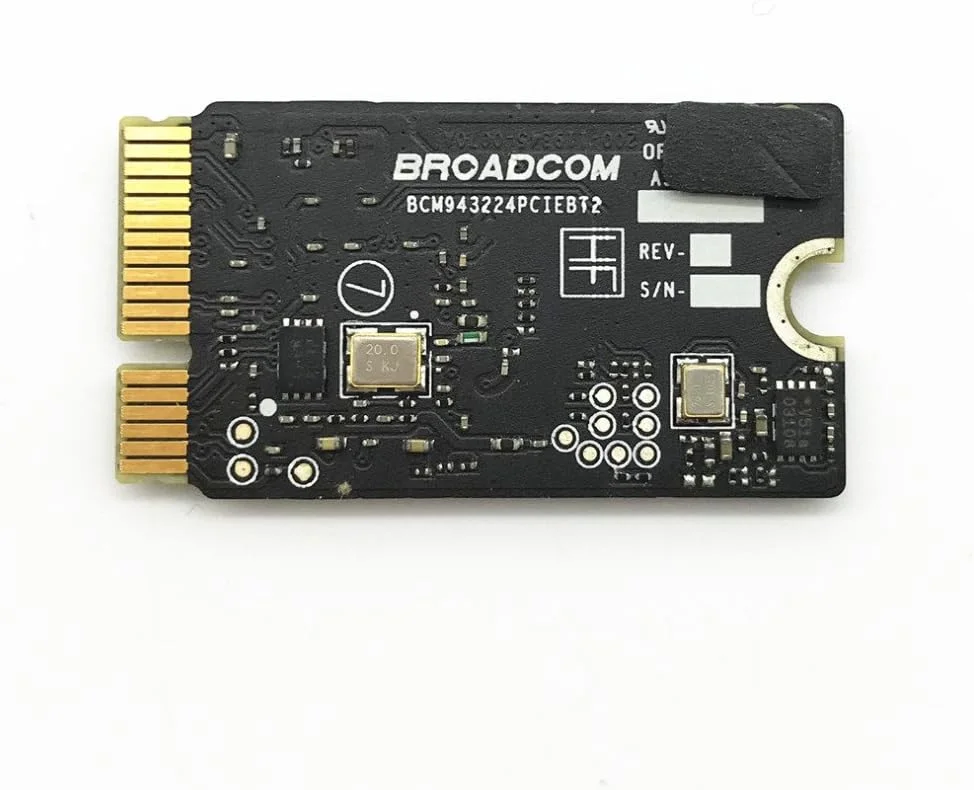 کارت شبکه مینی PCIe مدل BCM943224PCIEBT2 با سرعت 300 مگابیت بر ثانیه، وای فای 2.4 و 5 گیگاهرتز، مناسب برای بلوتوث 4.0، سازگار با مک بوک ایر A1370 A1369 A1465 (بلوتوث 3.0)