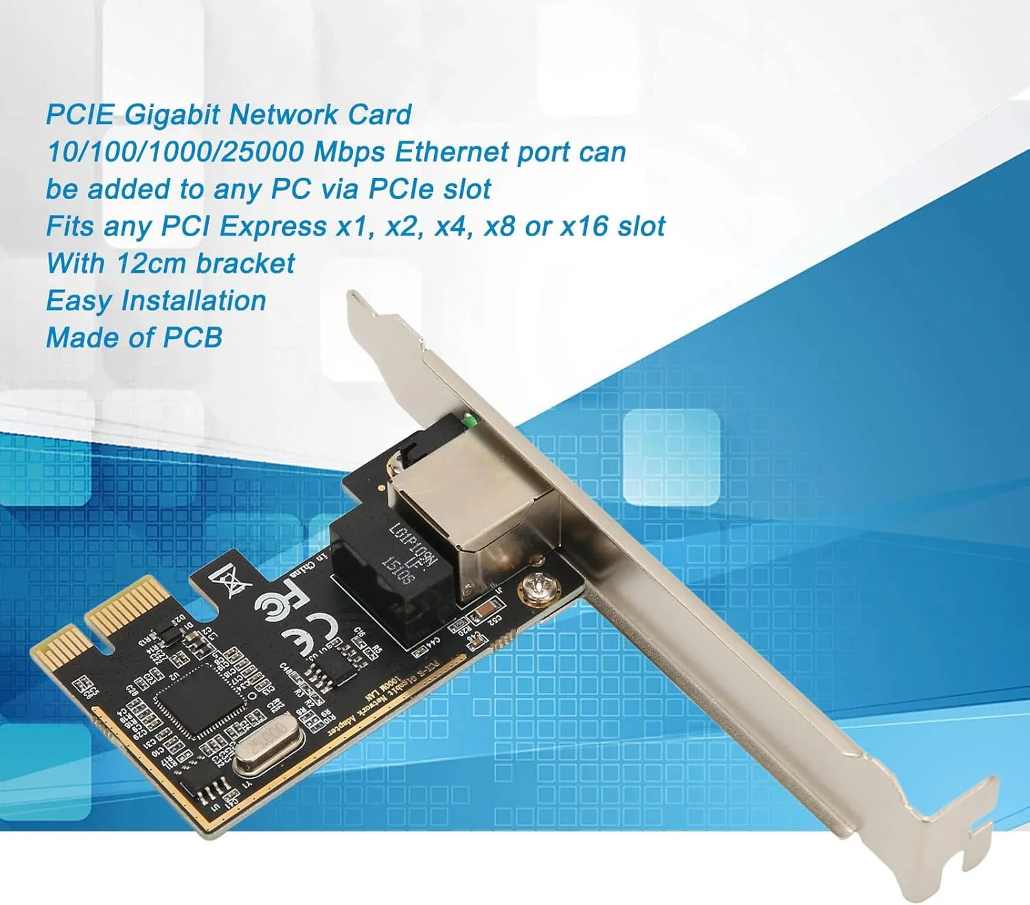 کارت شبکه 2.5Gbps PCIe، کارت شبکه گیگابیتی PCI Express تک پورت، آداپتور شبکه اترنت LAN PCIE RJ45 با سرعت 100/1000/25000 مگابیت بر ثانیه با براکت برای ویندوز 10، 8، 7، XP کارت شبکه 2.5Gbps PCIe، کارت شبکه گیگابیتی PCI Express تک پورت، آداپتور شبکه اترنت LAN PCIE RJ45 با سرعت 100/1000/25000 مگابیت بر ثانیه با براکت برای ویندوز 10، 8، 7، XP