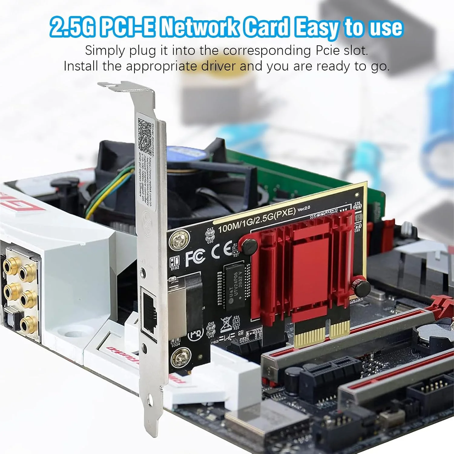 کارت شبکه اترنت Binghe 2.5GBase-T PCIe، کارت شبکه 2.5G PCI-E به RJ45، تراشه گیگابیتی اترنت RTL8125B برای بازی و پخش پرسرعت، سازگار با ویندوز/لینوکس/مک