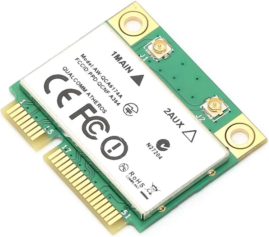 کارت شبکه بی‌سیم، مینی کارت وای‌فای PCIE بلوتوث 4.1 2.4G300Mbps/5G867Mbps، انتقال پرسرعت، سازگاری جهانی، آداپتور بلوتوث بی‌سیم برای لپ‌تاپ‌ها