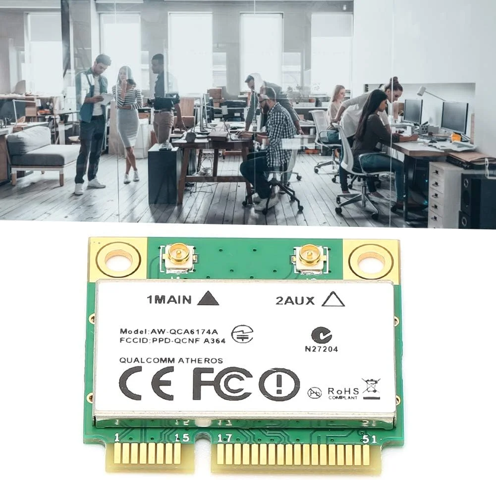 کارت شبکه بی‌سیم، مینی کارت وای‌فای PCIE بلوتوث 4.1 2.4G300Mbps/5G867Mbps، انتقال پرسرعت، سازگاری جهانی، آداپتور بلوتوث بی‌سیم برای لپ‌تاپ‌ها