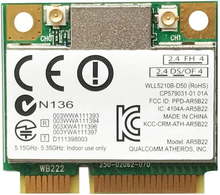 ماژول کارت وای فای بلوتوثی 2 در 1، آداپتور بی سیم مینی 1 PCI-E با سرعت 300 مگابیت بر ثانیه، کارت شبکه وای فای 2.4G/5G سازگار با بلوتوث 4.0 برای لپ تاپ ها با مادربرد مینی 1 PCI-E