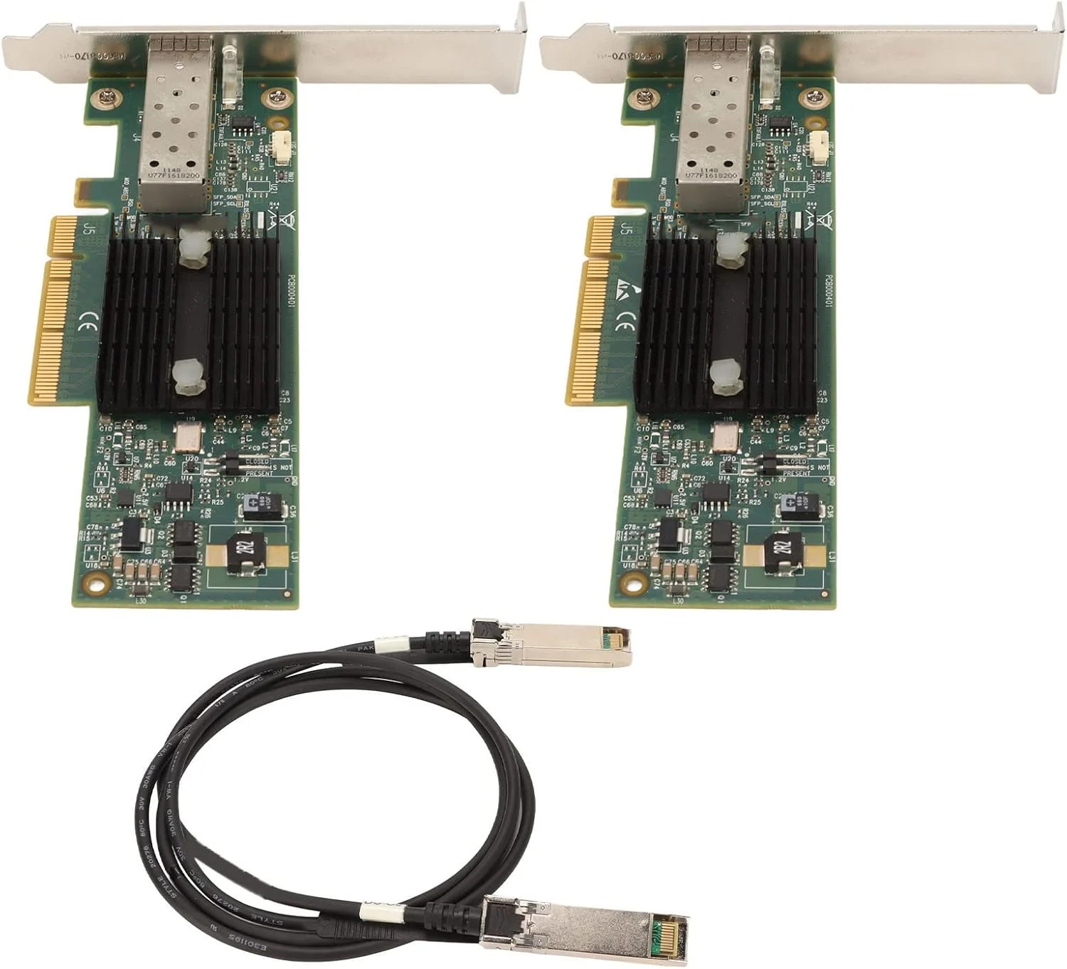 کارت شبکه بریلوکسا، کارت های شبکه داخلی، 2 عدد کارت شبکه 10 گیگابیت بر ثانیه SFP مدل MNPA19 XTR PCIE با کابل تبدیل 1 متری، آداپتور شبکه PCIE برای ویندوز، شبکه PC