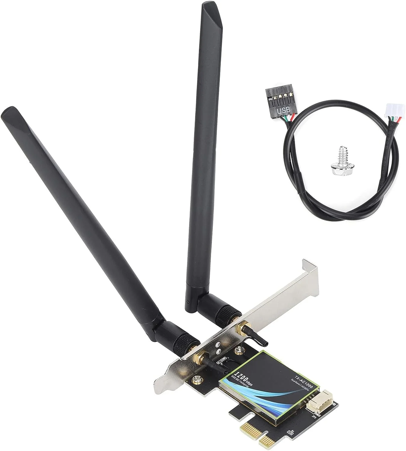 کارت شبکه PCI-E آداپتور وای فای، آداپتور PCI اکسپرس بی سیم دو بانده 2.4/5 گیگاهرتز با بلوتوث 4.0، سازگار با PCI-E X1/X4/X8/X16، برای رایانه شخصی رومیزی