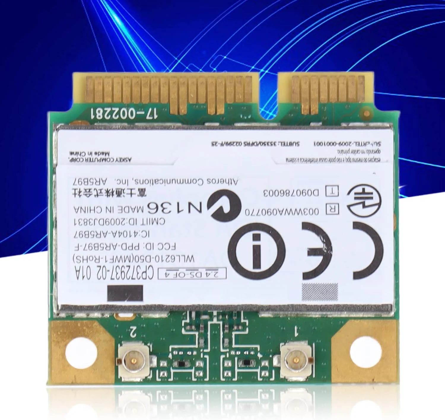 کارت شبکه وای فای Dilwe AR5B97 PCIE، کارت وای فای مینی Wirless WLAN 802.11 B/G/N، کارت شبکه بی سیم 300 مگابیت بر ثانیه WIN98، Me، NT، 2000، Vista، WIN7