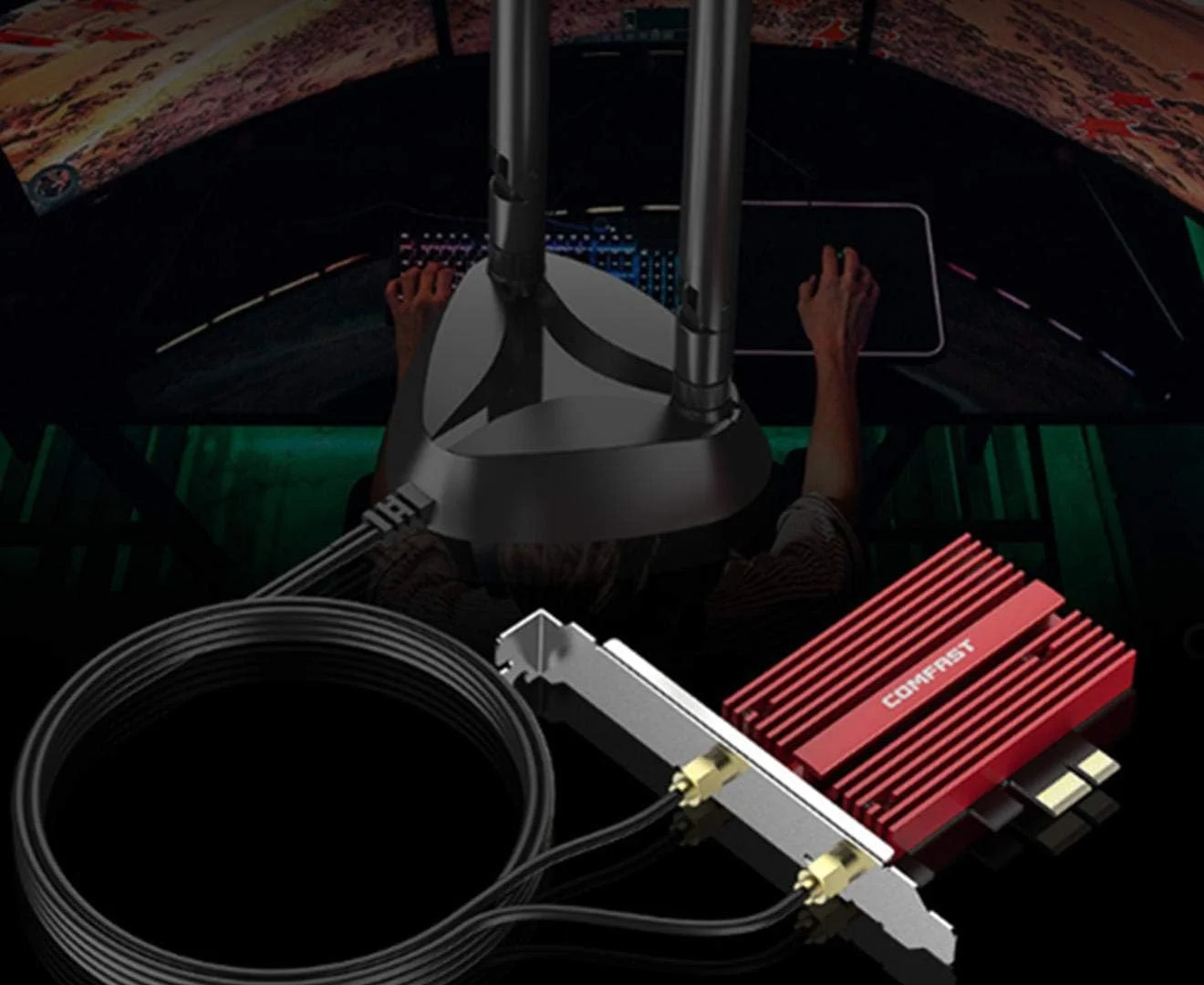 کارت شبکه دو بانده 2.4G+5G پرقدرت اینتل 3000M کارت شبکه پرسرعت WIFI 6 کارت شبکه PCI-E