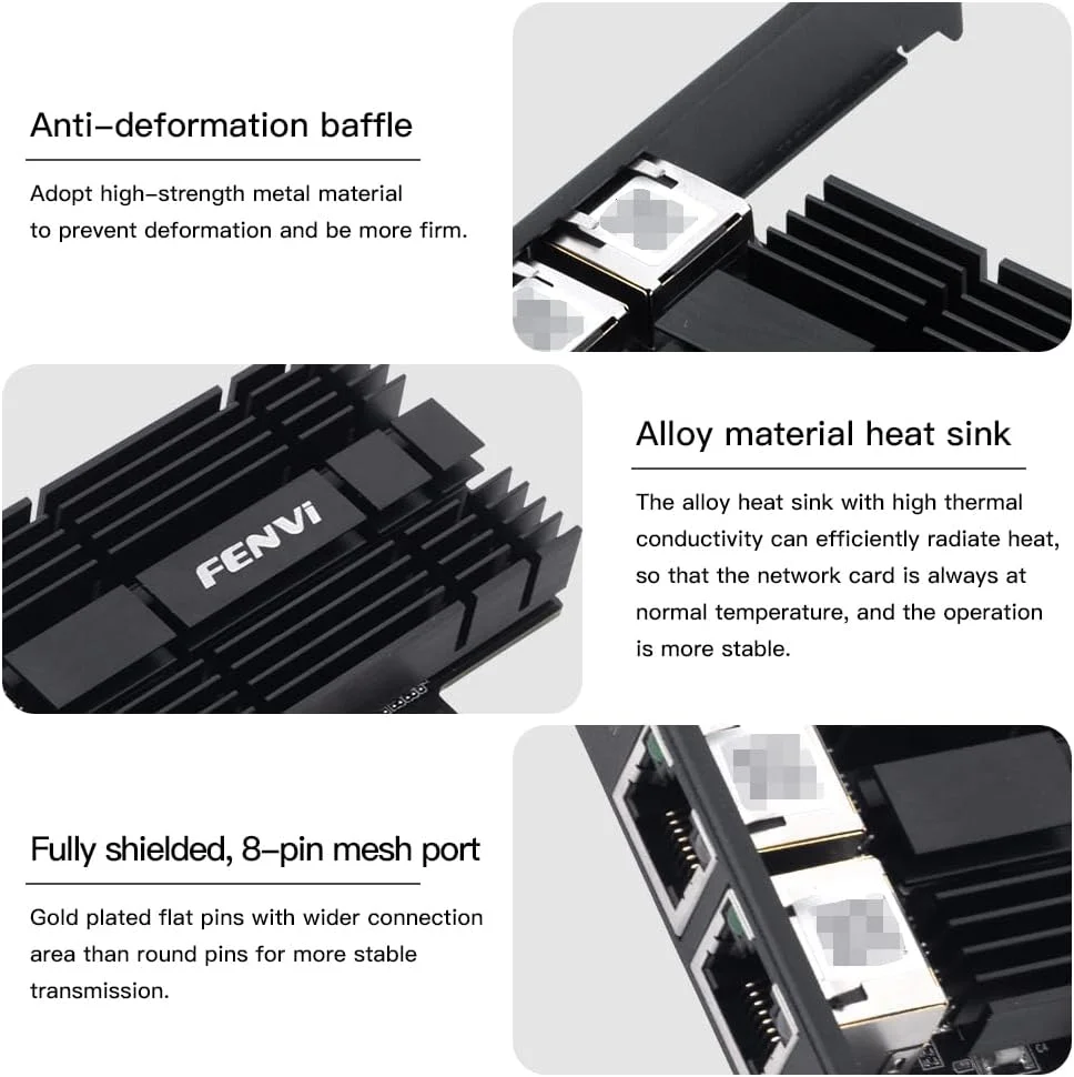 کارت شبکه دو پورت 2.5G PCIE فنوی، RJ45، گیگابیتی، تراشه اینتل I226