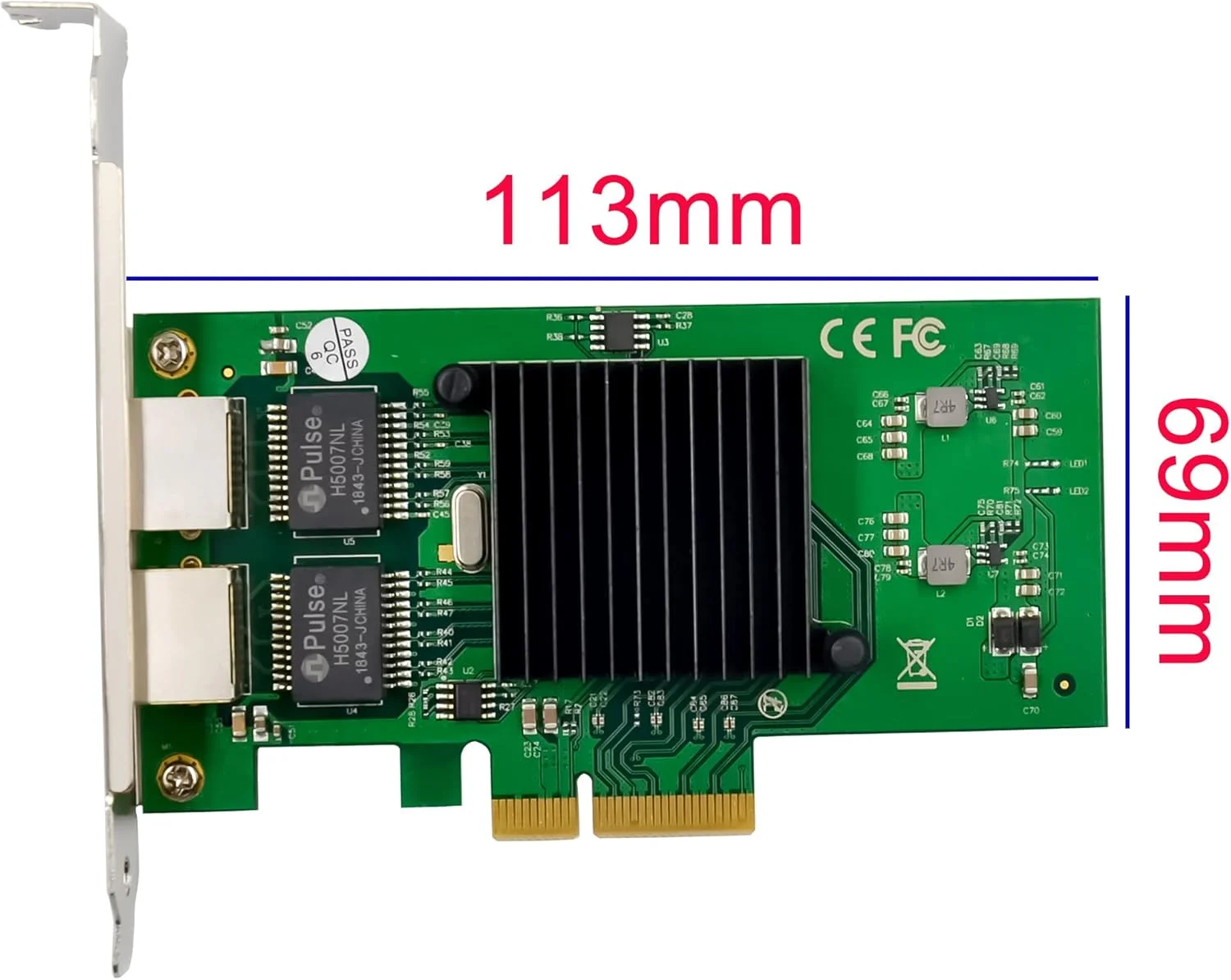 کارت شبکه گیگابیتی دو پورت PCIe X4 آداپتور اترنت 1000M PCI Express با Intel 82576 دو پورت LAN NIC برای پشتیبانی از PXE SR-IOV برای ویندوز/ویندوز سرور/لینوکس/Freebsd/DOS با پروفایل پایین