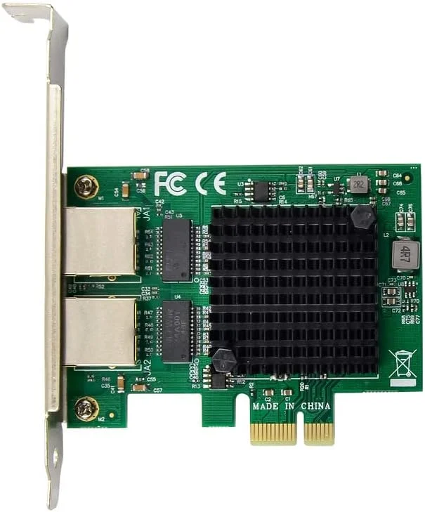 کارت شبکه PCIe 1x Ethernet دو پورت 1000Mbps 1Gbps RJ45 دو پورت کارت شبکه lan چیپست intel 82571 PCI-E x1 win10 گیگابیتی