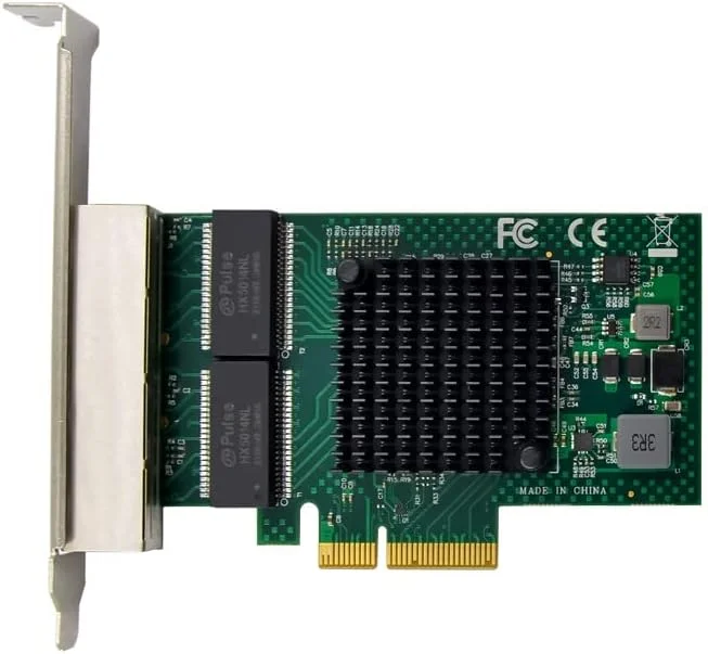 کارت شبکه گیگابیتی اترنت PCI-e X4 با سرعت 1000 مگابیت بر ثانیه و تراشه BCM5719، دارای WOL PXE VLAN و 4 پورت RJ45