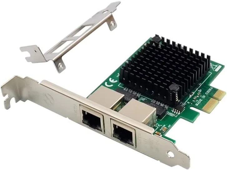 کارت شبکه PCIe 1x Ethernet دو پورت 1000Mbps 1Gbps RJ45 دو پورت کارت شبکه lan چیپست intel 82571 PCI-E x1 win10 گیگابیتی