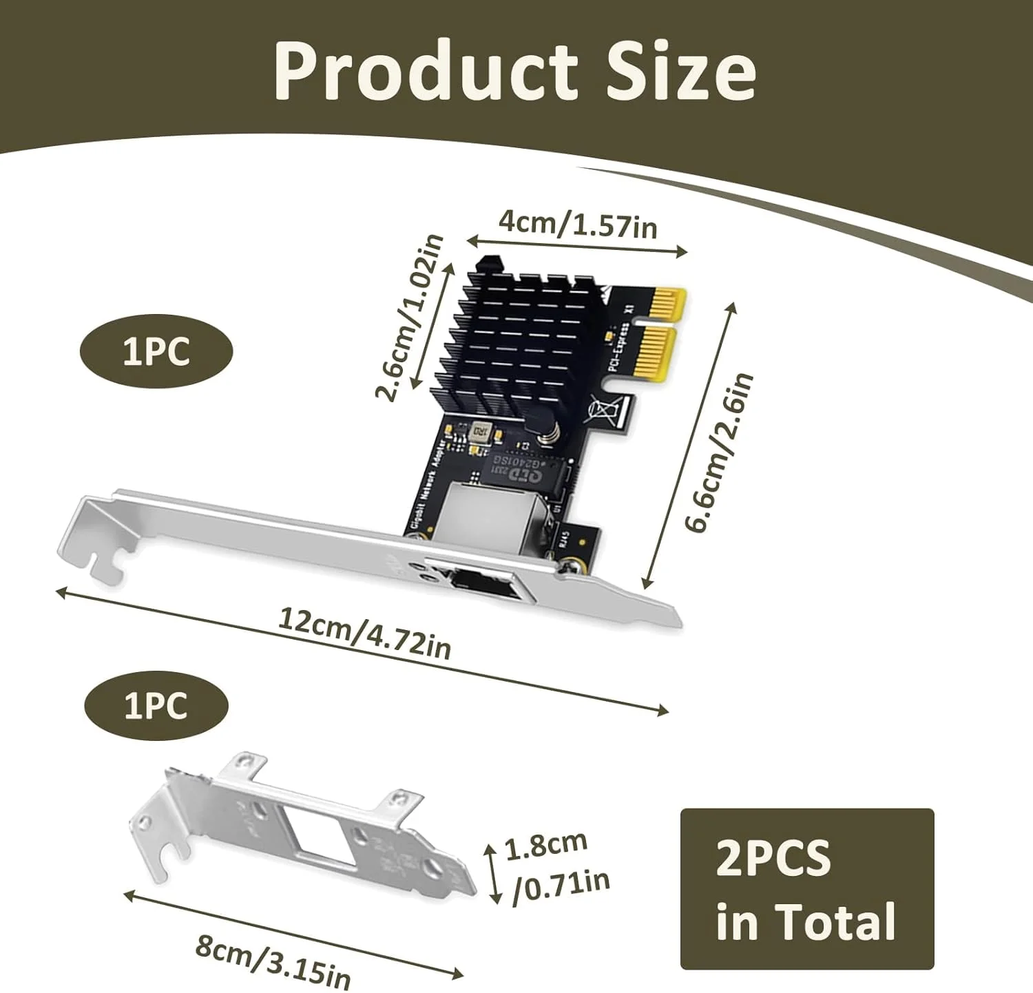 کارت شبکه اترنت PCIe با تراشه RTL8111G گیگابیتی، آداپتور کارت شبکه RJ45 LAN با پورت RJ45 LAN برای اسلات PCIe X1 کامپیوتر/سرور، پشتیبانی از 1000 مگابیت بر ثانیه، سازگار با ویندوز، لینوکس و سایر سیستم عامل ها