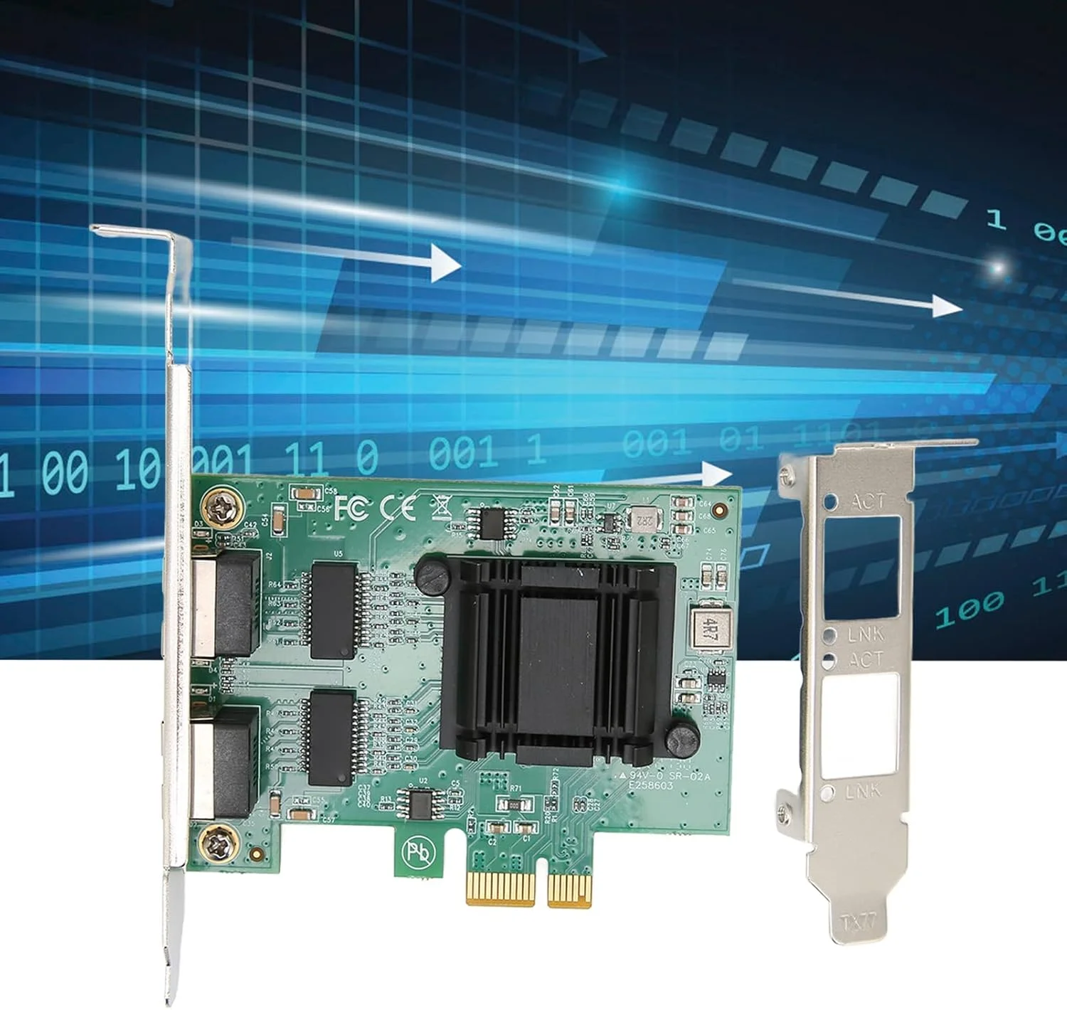 آداپتور شبکه PCI Express، کارت شبکه گیگابیتی PCI Express، کارت شبکه دو پورت PCIE گیگابیت NIC آداپتور LAN 82751EB کارت شبکه سیمی