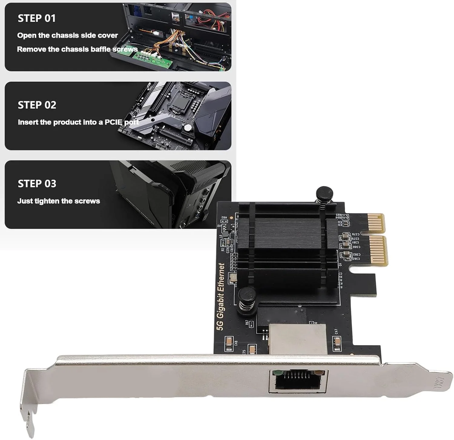 کارت شبکه PCI Express، آداپتور شبکه PCIE، کارت شبکه پرسرعت 5 گیگابیت بر ثانیه، آداپتور کارت شبکه PCIe به ، کارت اترنت برای Win 10 11 برای لینوکس