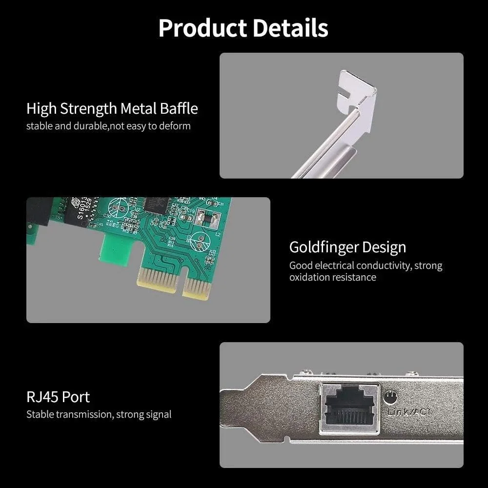 کارت شبکه گیگابیتی PCI-E با سرعت 1000 مگابیت بر ثانیه، کارت شبکه اترنت RJ45 10/100/1000M