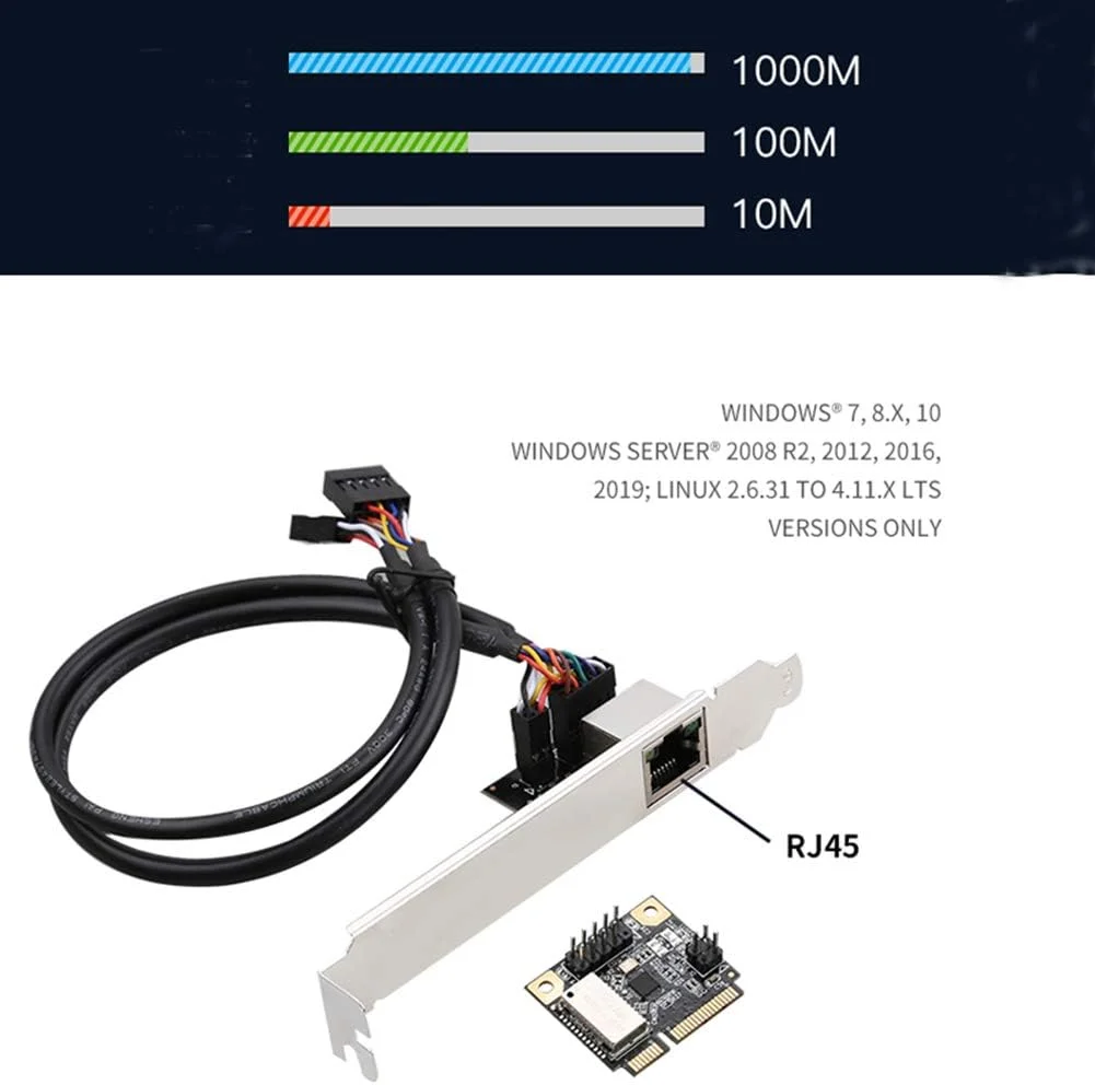 کارت شبکه مینی PCI-E به گیگابیت اترنت 1000M پورت RJ45 به مینی PCI Ex P6C9، سفید