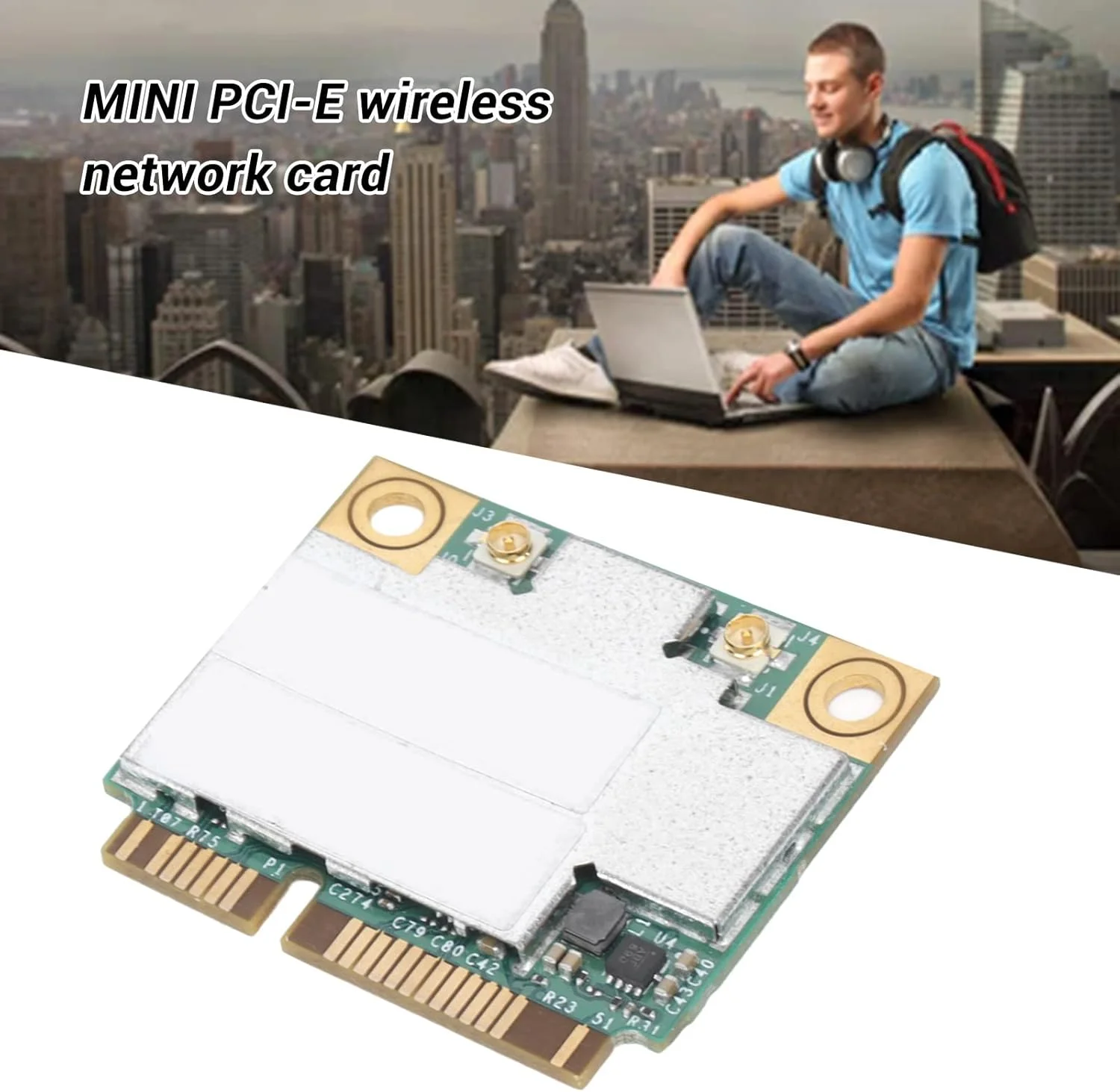 کارت شبکه وای فای نیمه مینی PCIE، آداپتور شبکه PCI Express دو بانده، کارت شبکه بی سیم کامپیوتر 867 مگابیت بر ثانیه بلوتوث 4.0 وای فای برای Win7، برای Win8، برای Win10