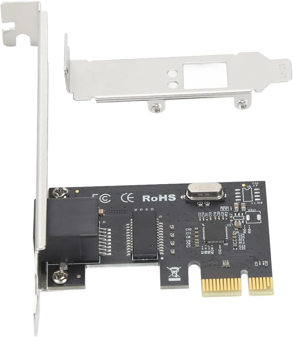 کارت شبکه گیگابیتی اترنت PCI Express PCI-E با پورت RJ45 تکی 10/100/1000Mbps، آداپتور مبدل LAN، پشتیبانی از اسلات PCIe X1 X4 X8 X16 برای کامپیوتر رومیزی