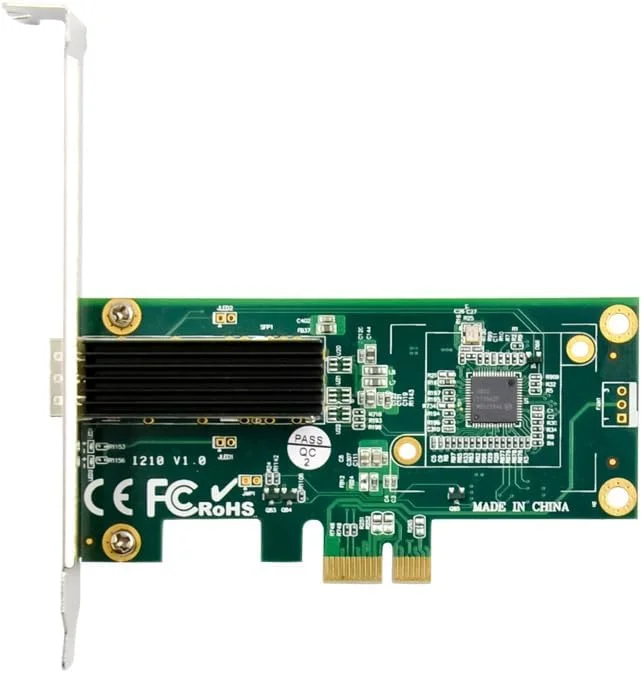 آداپتور کارت شبکه اترنت گیگابیتی 1000M با پورت SFP، اسلات PCIe X1، کنترلر سرور با چیپ Intel I210AS، PCIExpress 1X 10/100/1000Mbps