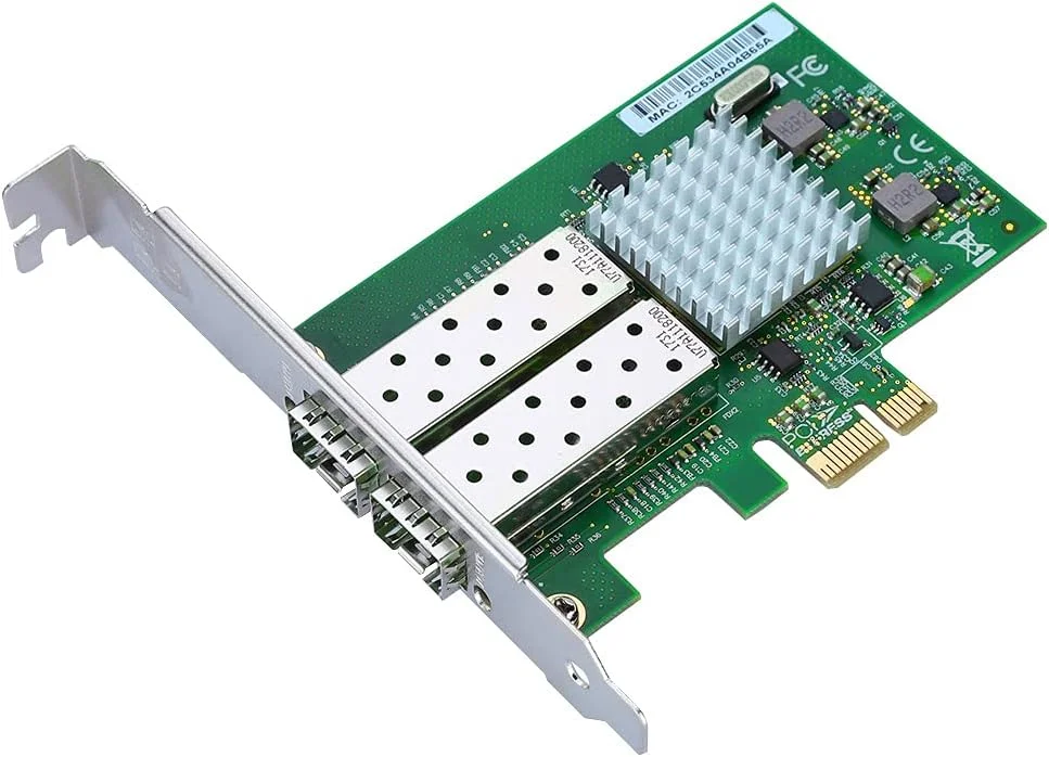 کارت شبکه گیگابیتی، آداپتور کارت شبکه دوگانه گیگابیتی اترنت PCI-E، برای کارت شبکه گیگابیتی Intel 82576-2SFP، برای سرور، کامپیوتر شخصی