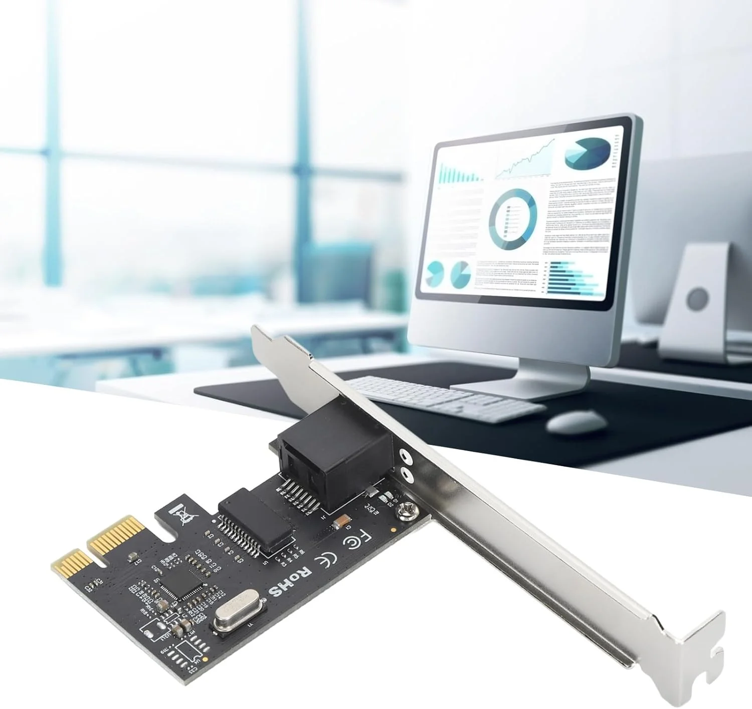 کارت شبکه گیگابیتی اترنت PCI Express PCI-E با پورت RJ45 تکی 10/100/1000Mbps، آداپتور مبدل LAN، پشتیبانی از اسلات PCIe X1 X4 X8 X16 برای کامپیوتر رومیزی