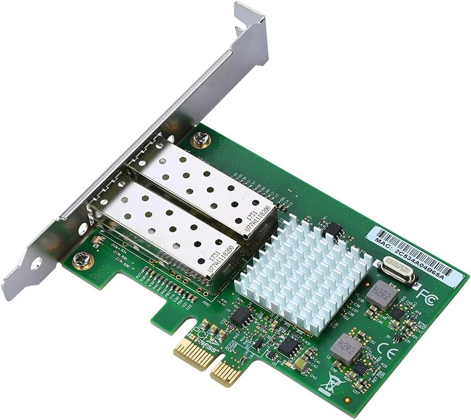 کارت شبکه گیگابیتی، آداپتور کارت شبکه دوگانه گیگابیتی اترنت PCI-E، برای کارت شبکه گیگابیتی Intel 82576-2SFP، برای سرور، کامپیوتر شخصی