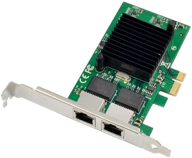 کارت شبکه دو پورت PCIE X1 گیگابیتی اترنت 1000M PCI Express دو پورت RJ45 چیپ Intel 82575EB 10/100/1000Mbps