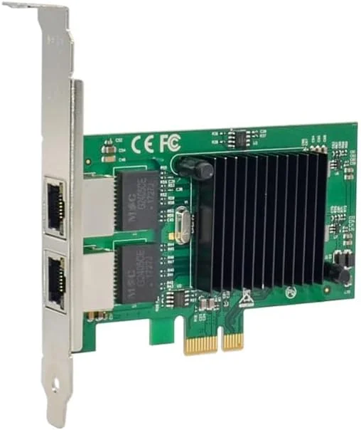 کارت شبکه دو پورت PCIE X1 گیگابیتی اترنت 1000M PCI Express دو پورت RJ45 چیپ Intel 82575EB 10/100/1000Mbps
