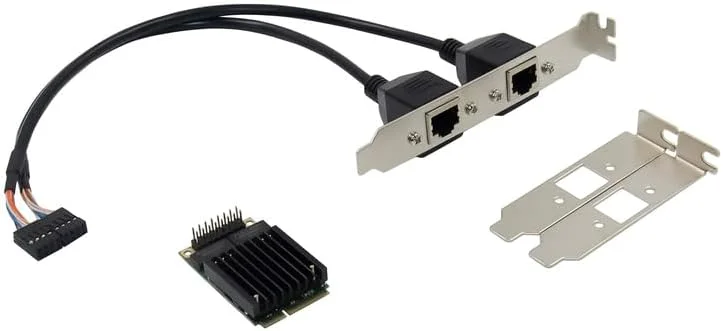 کارت شبکه سرور دو پورت گیگابیتی اترنت مینی PCIe با 2 پورت RJ45، چیپ INTEL82583 AMS1182E، آداپتور کارت شبکه اترنت 1000M Mpcie Lan