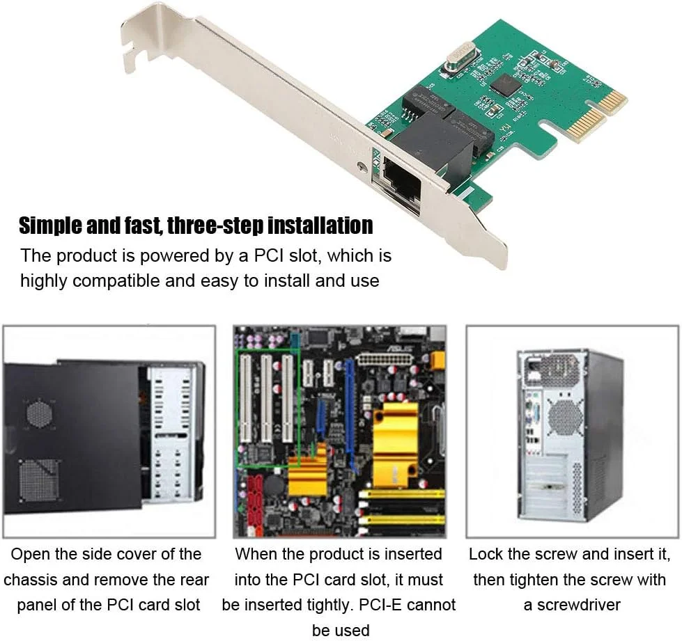 کارت شبکه گیگابیتی تک پورت PCI-E، آداپتور شبکه PCI اترنت گیگابیتی 10/100/1000 مگابیت بر ثانیه، برای ویندوز 2000 / XP/Vista / 7/8/10 / مک/لینوکس