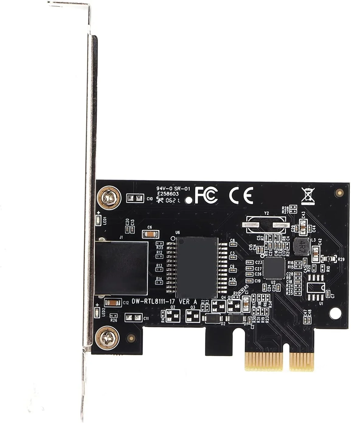 کارت شبکه گیگابیتی PCIe، کارت آداپتور LAN RJ45 با سرعت 10/100/1000 مگابیت بر ثانیه با براکت کم ارتفاع برای رایانه شخصی رومیزی (جهانی برای سیستم)