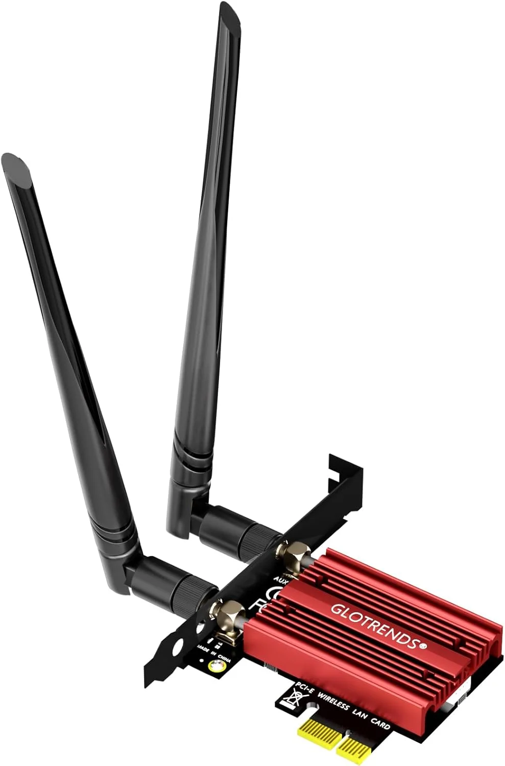 کارت شبکه GLOTRENDS BE8774 WiFi 7 PCIe برای رایانه شخصی با تراشه Intel BE200NGW، 802.11be، بلوتوث 5.4، فقط سازگار با ویندوز 11 نسخه 24H2 یا بالاتر (عدم پشتیبانی از مادربرد AMD)