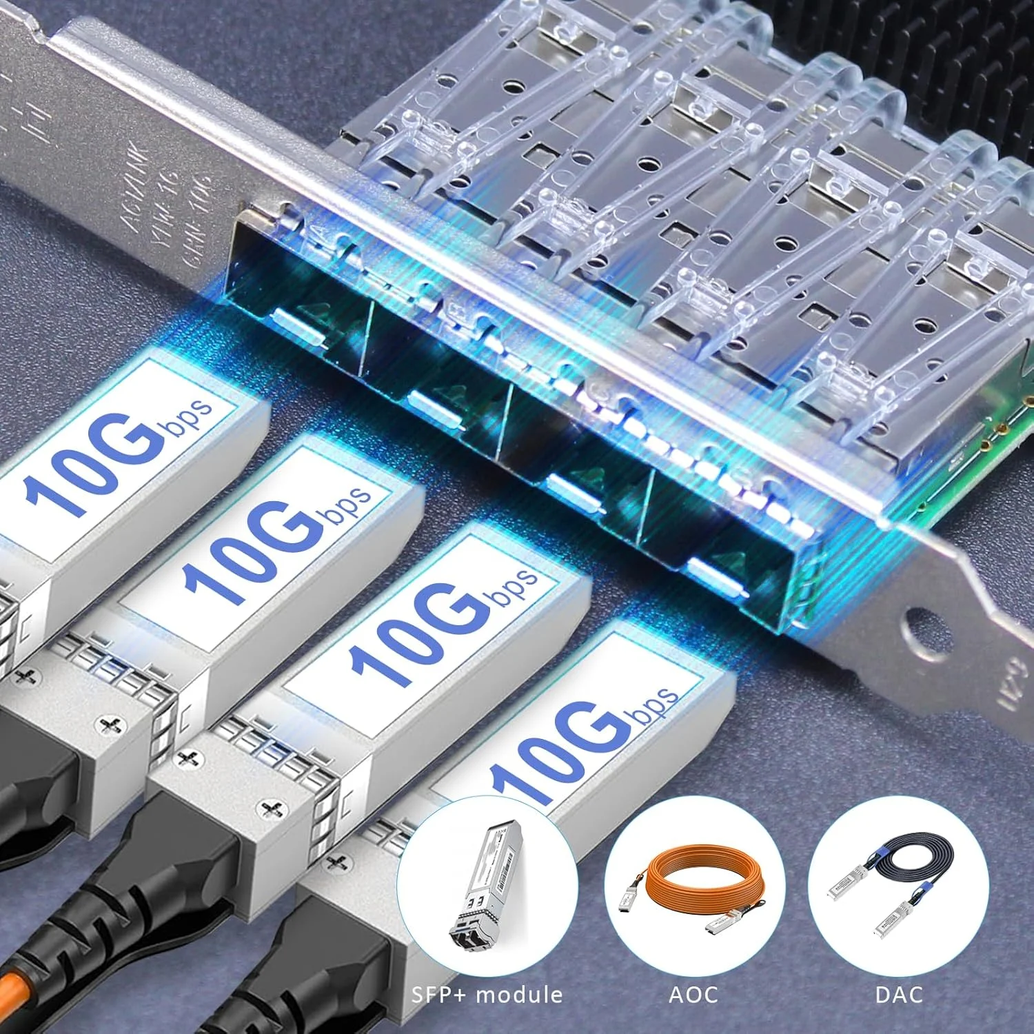 کارت شبکه 4 پورت 10 گیگابیت SFP+ گلورندز مدل ST7322 (اترنت PCIE NIC) با کنترلر Broadcom BCM57840 و رابط PCIE 3.0 X8