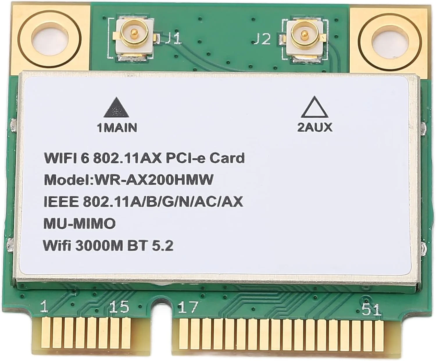 کارت شبکه بی‌سیم گوشیدا مدل AX210HMW، 2.4G/574Mbps 5G/2400Mbps WiFi BT5.2 با رابط Mini PCIE برای لپ‌تاپ، مینی کامپیوتر، کامپیوترهای All in One، برای WIN10