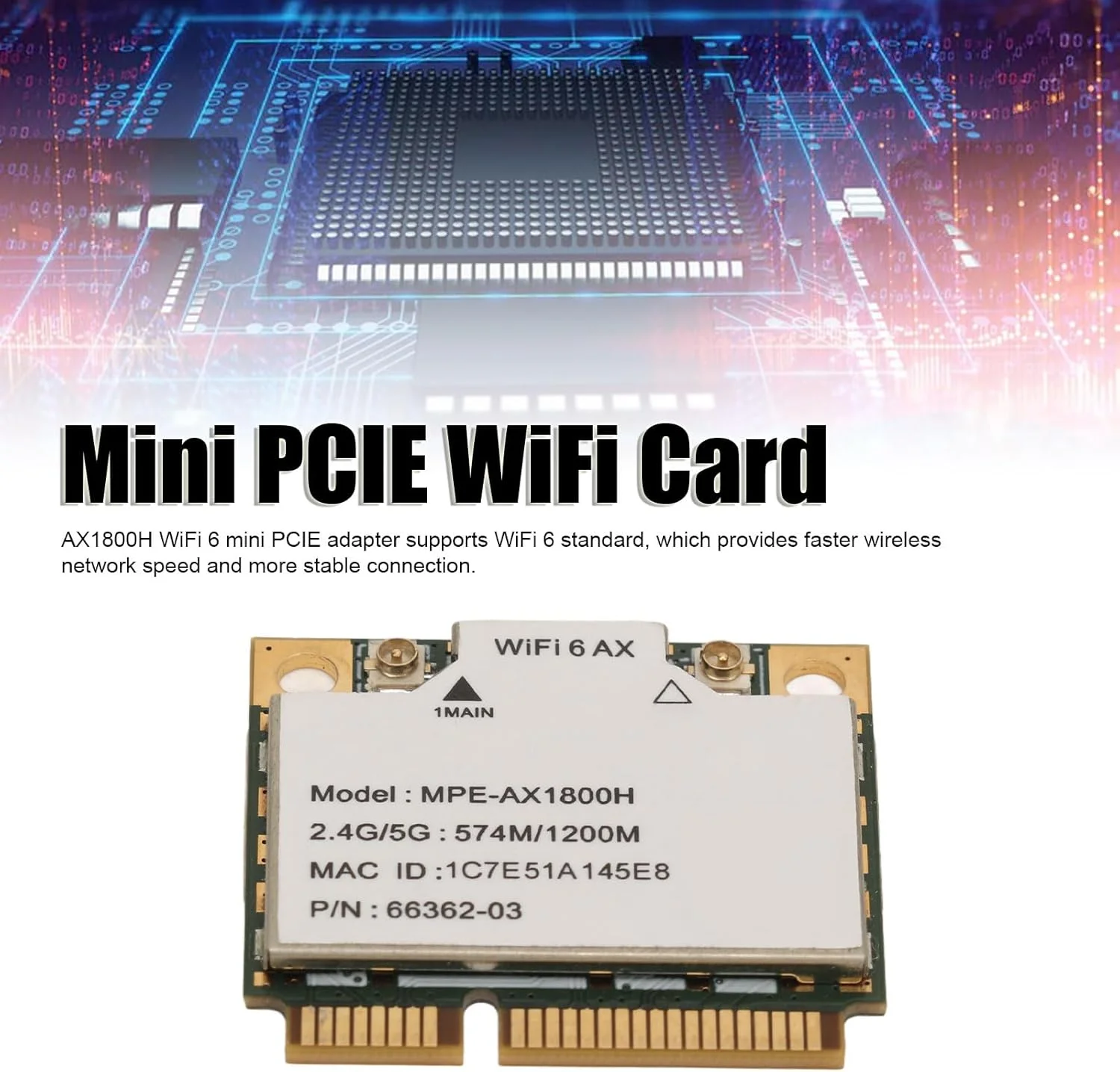 کارت شبکه GOWENIC AX1800H -PCIE با وای فای دو بانده و بلوتوث 5.2، کارت وای فای 6 برای 10 و 11 و لینوکس کارت شبکه GOWENIC AX1800H -PCIE با وای فای دو بانده و بلوتوث 5.2، کارت وای فای 6 برای 10 و 11 و لینوکس