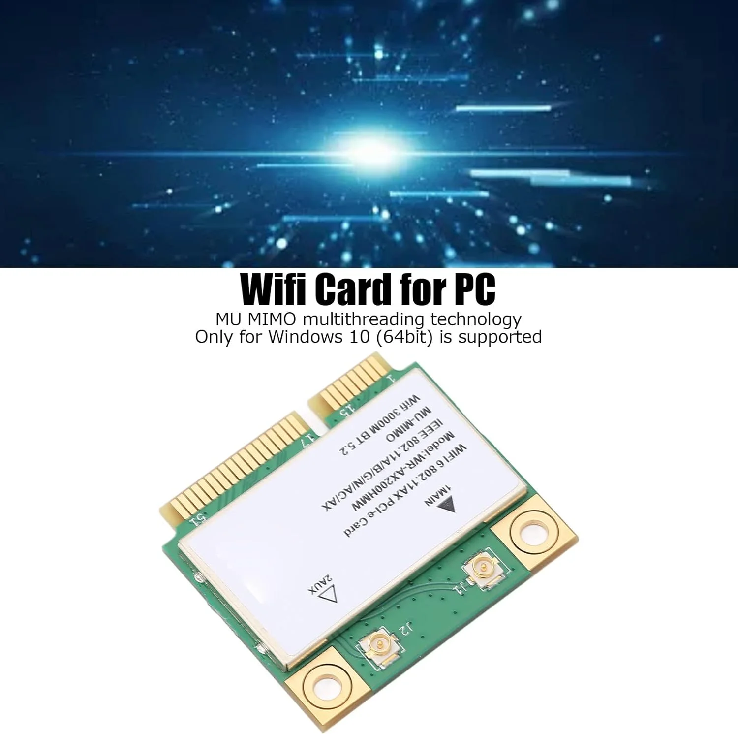کارت شبکه بی‌سیم گوشیدا مدل AX210HMW، 2.4G/574Mbps 5G/2400Mbps WiFi BT5.2 با رابط Mini PCIE برای لپ‌تاپ، مینی کامپیوتر، کامپیوترهای All in One، برای WIN10