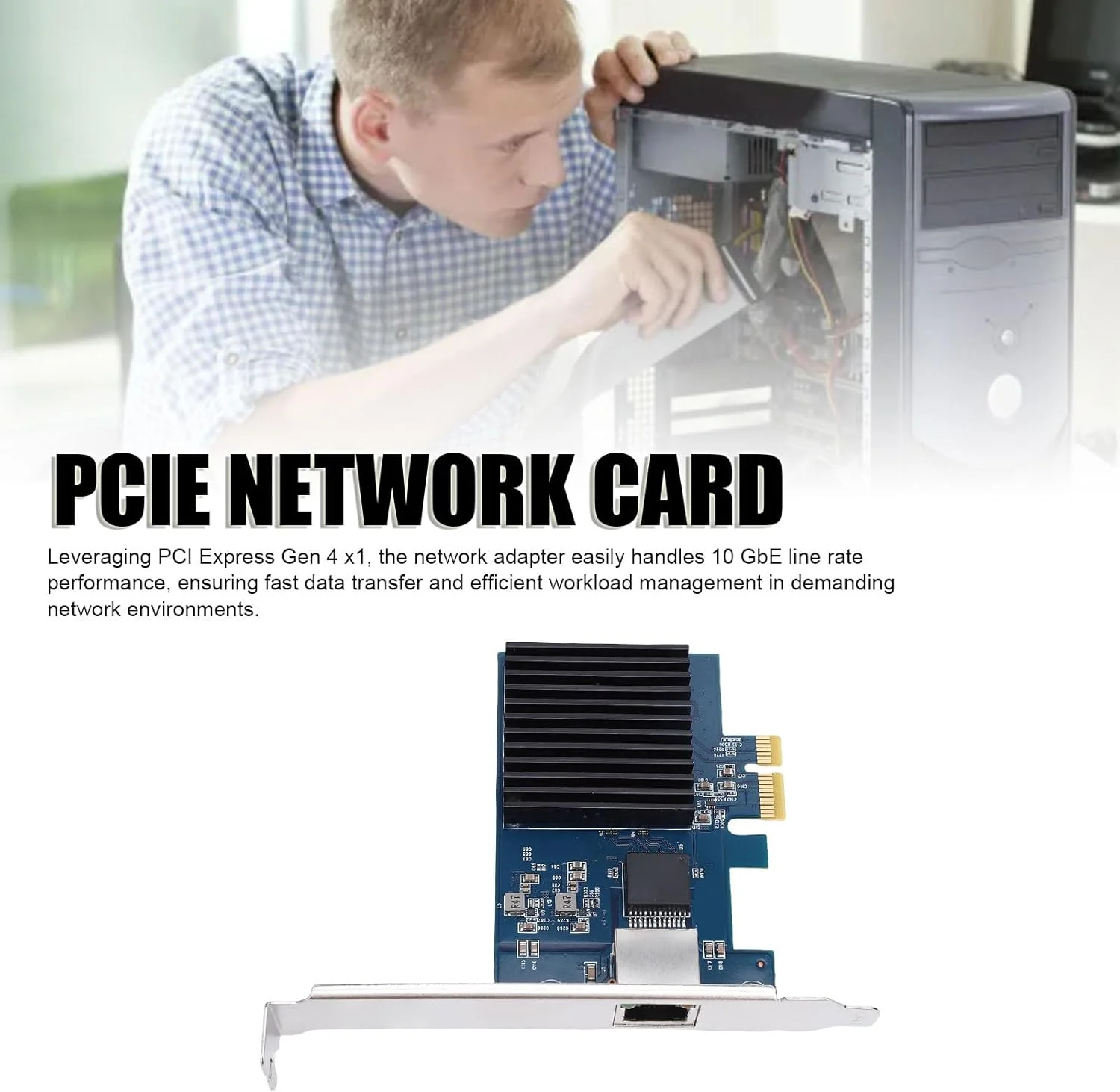 کارت شبکه Goshyda RTL8127 10G PCIe، آداپتور اترنت 10 گیگابیتی برای PCI Express 4.0 X1 به RJ45، Multi Gigabit 10G/5G/2.5G/1G/100M/10Mbps کارت شبکه Goshyda RTL8127 10G PCIe، آداپتور اترنت 10 گیگابیتی برای PCI Express 4.0 X1 به RJ45، Multi Gigabit 10G/5G/2.5G/1G/100M/10Mbps