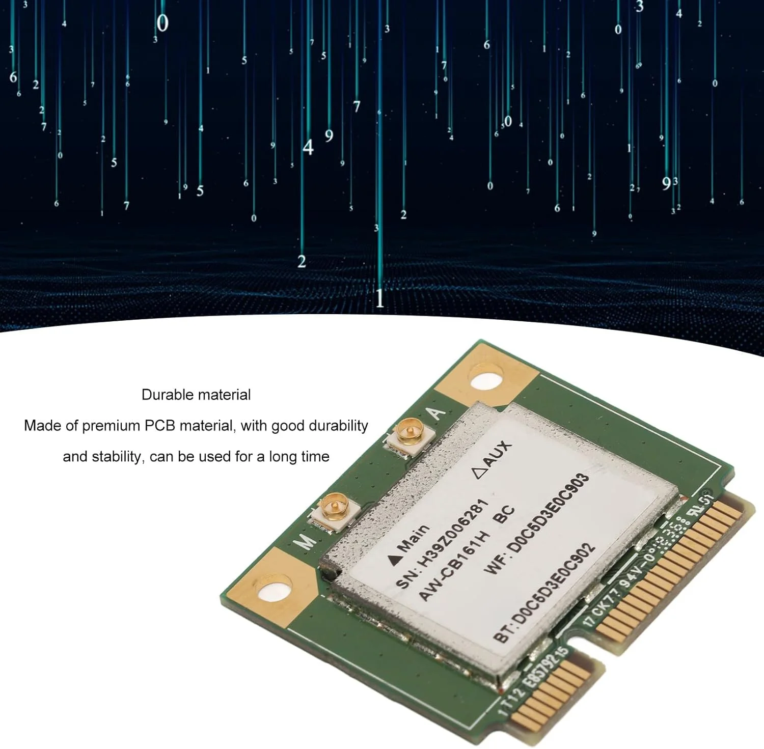 کارت شبکه مینی PCI Express با سرعت 433 مگابیت بر ثانیه به همراه آداپتور 10 با باند 40 برای افزایش سرعت شبکه در ویندوز با دو باند 2.4 گیگاهرتز و 5 گیگاهرتز