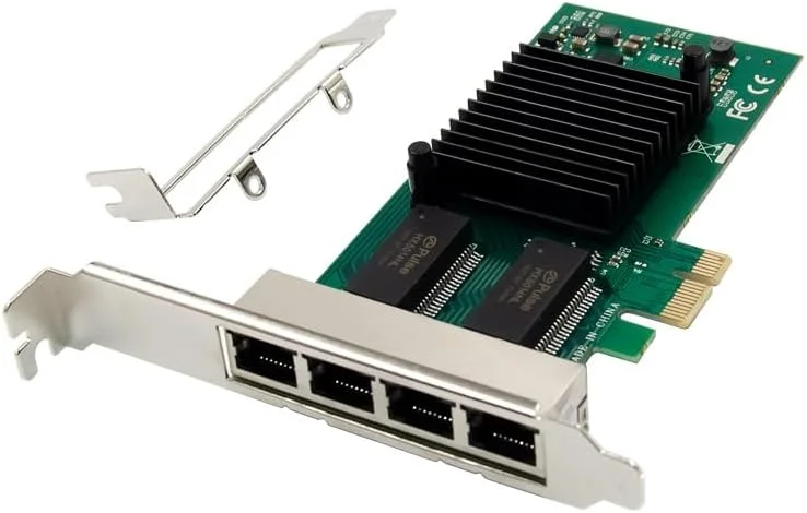 کارت شبکه چهار پورت گیگابیتی اترنت Intel I350AM4 با چیپ PCIE X1 و آداپتور PCI-E X1 Lan