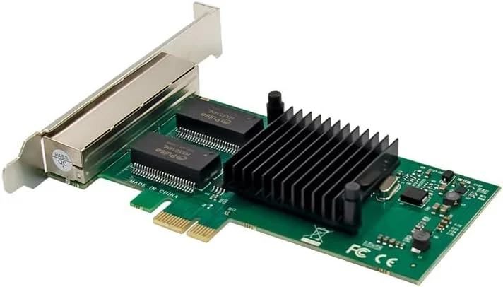 کارت شبکه چهار پورت گیگابیتی اترنت Intel I350AM4 با چیپ PCIE X1 و آداپتور PCI-E X1 Lan