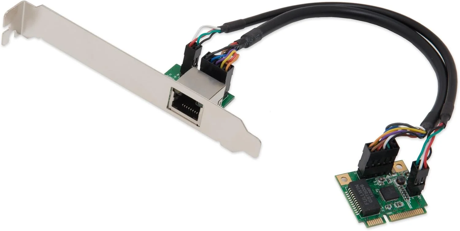 کارت شبکه مینی PCI-e گیگابیتی تک پورت IO Crest SI-MPE24043 با سرعت 10/100/1000 مگابیت بر ثانیه RJ 45 - سبز