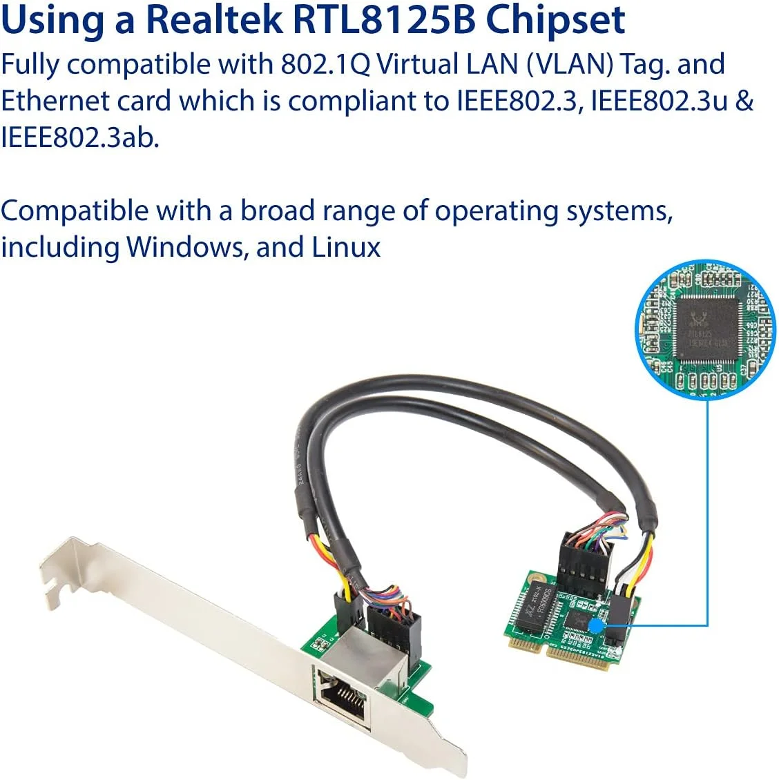 کارت شبکه IO CREST 2.5 گیگابیتی اترنت مینی PCI-E، آداپتور مبدل LAN RJ45 با سرعت 10/100/1000/2500 مگابیت بر ثانیه برای کامپیوترهای رومیزی، SI-MPE24073