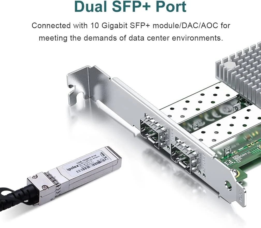 کارت شبکه 10 گیگابیت بر ثانیه آیپولکس SFP+ PCIE با کنترلر Broadcom BCM57810S، دارای دو پورت SFP+، مناسب برای PCI-E X 8/x16، کارت شبکه PCI Express سازگار با Windows Server/Windows/Linux/VMware